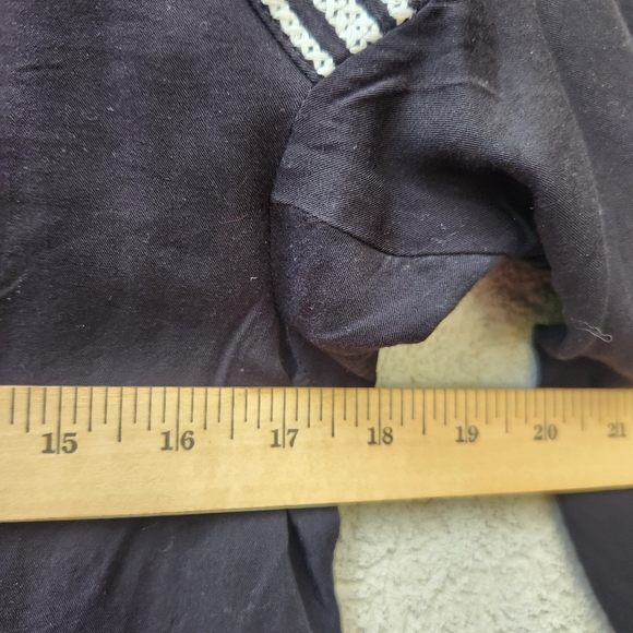 SUNDANCE Women’s Blouse Extra Small Black Aztec Embroidered Peasant Boho Tassle - Picture 10 of 11